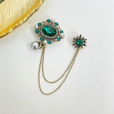 Nieuwe Aankomst Dames Paleis Vintage Strass Kettingen Spelden Mode Retro Parel Hanger Broches Badges Feest Luxe Accessoires beige