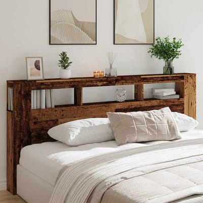 vidaXL - Hoofdeinde - met - LED - 220x18,5x103,5 - cm - bewerkt - hout - oud - hout