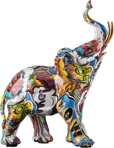 Abstracte Olifant Decoratie - Blauw Olifant Beeld van Hars voor Thuisdecoratie en Ruimtevulling, Kunstzinnig Olifant Beeldje voor Modern Interieur