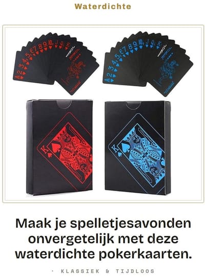 Dailygoods- Speelkaarten Waterdicht - Poker Kaarten - Plastic Kaarten - Set van 2 - Flexibel - Standaardgrootte 5.7cm x 8.7cm - Pokerkaarten