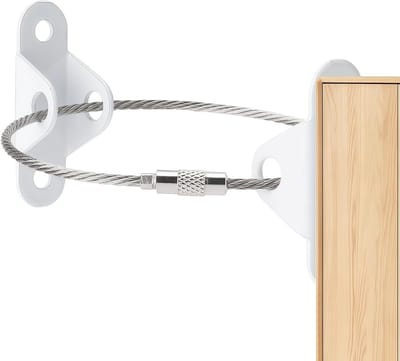 Set van 6 Wandmontage Anti-Tilt Beugels voor Kasten en Meubels, Veiligheidsbeugels voor Boekenplanken en Kasten, Wit