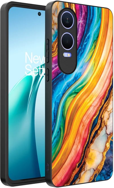 Smartphonica Telefoonhoesje Geschikt voor OnePlus Nord CE 4 Lite met Regenboog Goud Marmer Opdruk - TPU Backcover Case Rainbow Gold Marble Design geschikt voor OnePlus Nord CE 4 Lite
