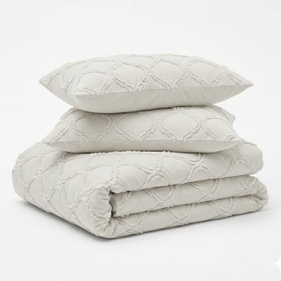 Decoware Dekbed zonder Overtrek 140x200 cm - Easy Tufted Curve Wit - Hoesloos Dekbed Wasbaar - Incl. Kussensloop - All Season - Eenpersoons