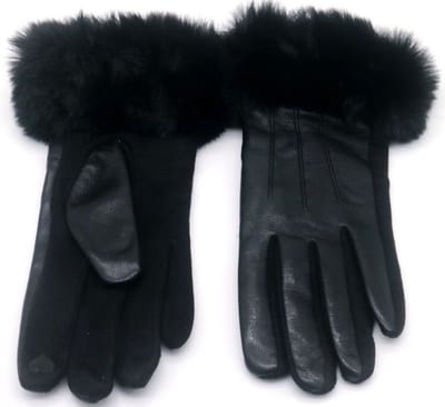 Handschoenen - Zwart, fluffy - Pu leder - Nepbont - Cadeautip - Dames gloves - Damesdingetjes