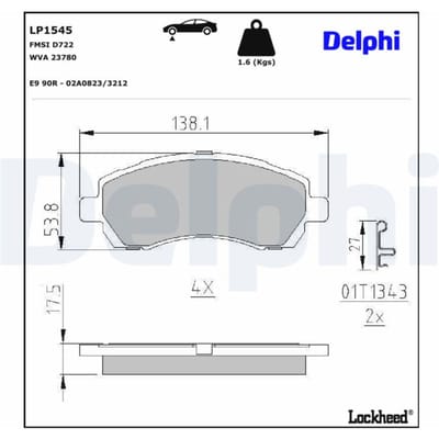 Remblokset DELPHI LP1545, voor