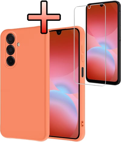 Hoesje - Met Screenprotector - Geschikt voor Samsung Galaxy A26 - Sterk & Shockproof - Back Cover - Siliconen Case - Telefoon Hoes - Perzik