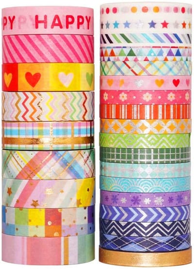 Set van 27 Washi Tape Rollen voor Decoratie en Scrapbooking - Masking Tape in 8mm en 15mm Breed voor Creatieve Handicrafts