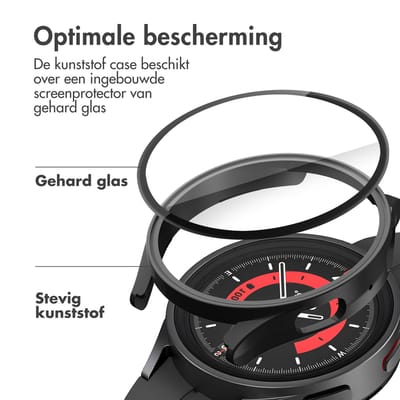 Screen protector - Geschikt voor Samsung Galaxy Watch 5 - 40 mm - Full Cover Hard Case / Beschermend Hoesje - Zwart