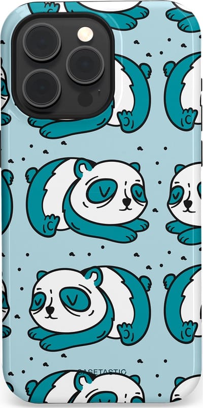 Casetastic hoesje geschikt voor Apple iPhone 15 Pro Max - MagSafe - Dubbellaagse bescherming - Panda dromen - Fashion Case - Lichtgrijs Petrol Wit