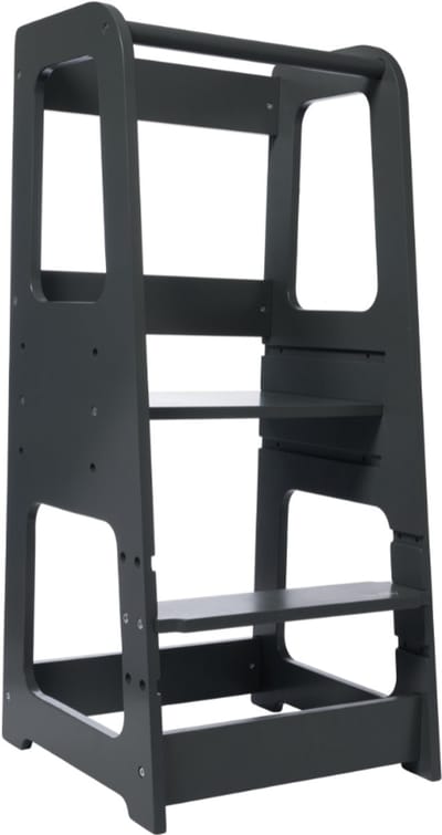 Toadly® Leertoren Sophia - Houten Opstapje voor Kinderen - Verstelbare Keukentoren - Veilig & Duurzaam - Antraciet