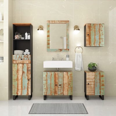 vidaXL - 5-delige - Badkamermeubelset - massief - gerecycled - hout