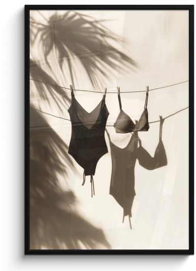 Poster in lijst - Fotolijst 80x120 cm - Posters - Badkleding - Palmbomen - Schaduw - Tropisch - Posterlijst zwart - Decoratie - Wanddecoratie woonkamer - Muurdecoratie slaapkamer