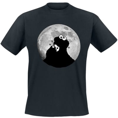 Sesame Street T-shirt - Cookie Monster - Moonlight - M tot 5XL - voor Mannen - zwart
