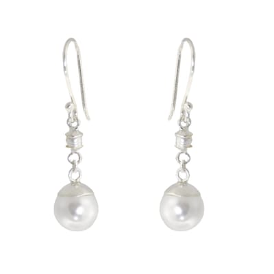 Behave - Oobellen - 925 sterling zilveren oorhangers met witte kunstof licht gewicht parel