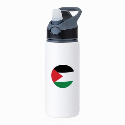 Hacebo® - Palestina vlag waterfles met rietje zwart - Palestina - mensen die liefde willen geven aan Palestina - degene die van Palestina houden - supporten - oorlog - verjaardagscadeautje - gift - geschenk - kado - water fles - 650ML