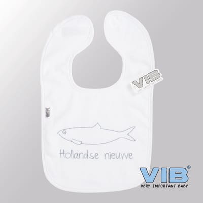 VIB® - Slabbetje Luxe velours - Hollandse Nieuwe (Wit) - Babykleertjes - Slabbetjes - zwangerschap aankondiging - baby aankondiging