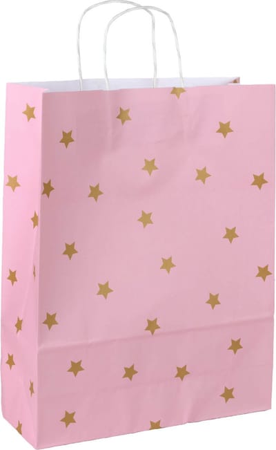 Papieren tasjes 50 stuks - Roze en Goud en Print / Multi colour - A3 32x41x12 - Cadeautasjes - Papieren tasjes met handvat