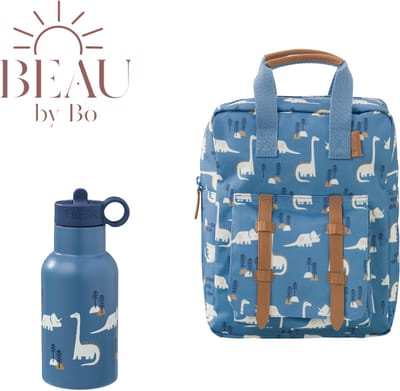 BEAU by Bo Fresk Back to School set - Rugzak + Drinkfles 350ml - Dino