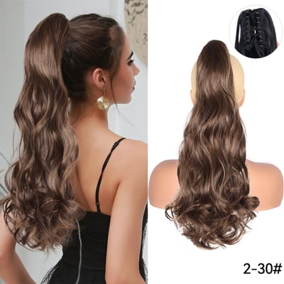 Ponytail mixed 2/30 (P006) Bruin - 55cm - Paardenstaart - Haarverlenging - Extensions - Wavy - gemixt #2 #30 - Haarstuk - 22'' - 22 inch