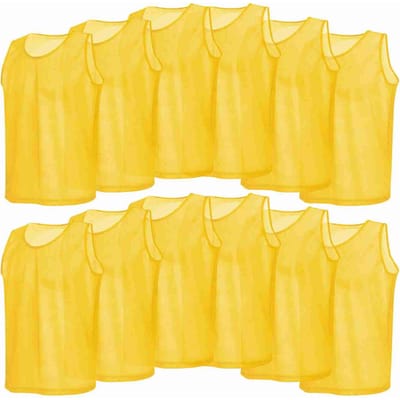 12-pack mesh scrimmage-trainingsvesten, voetbalvest, ademende jerseys voor volwassenen, slabbetjes yellow