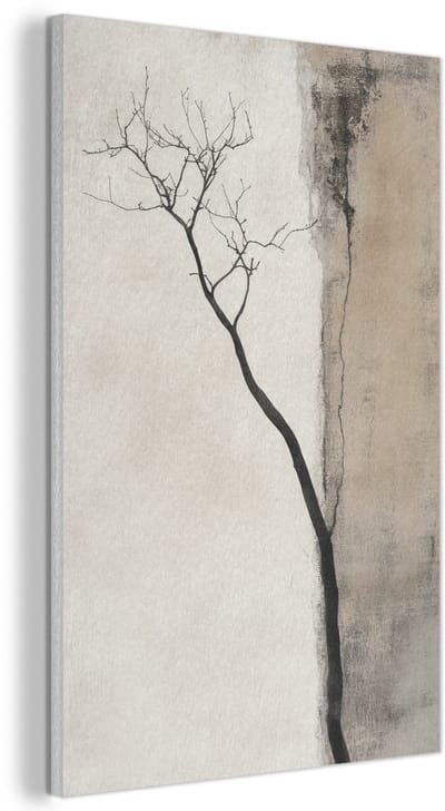 Akoestisch wandpaneel 40x60 cm - Vilt schilderij Wabi sabi - Plant - Beige - Akoestische panelen - Geluidsdempende wanddecoratie - Geluidsisolatie woonkamer - Muurdecoratie geluidspanelen
