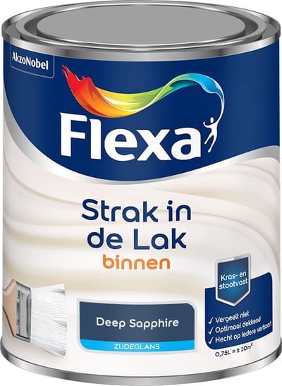 Flexa - Strak In De Lak Binnenlak Zijdeglans - Deep Sapphire - Mengverf - 750 Ml
