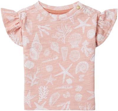 Noppies Girls Tee Covina short sleeve allover print Meisjes T-shirt - Peach Beige - Maat 50