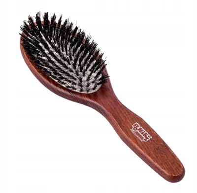 Ponik's Houten Haarborstel met ECHT ZWART HAAR - Natuurlijke Borstel - Voor Glanzend en Gezond Haar