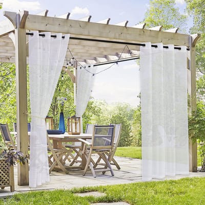 Dailygoods- Buitengordijnen Waterdicht - Semi-transparant Lichtfilter - 2 Panelen - 137B x 274H cm - 8 Oogjes - Voor Balkon/Tuin/Terras - Tuingordijnen