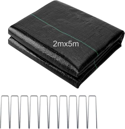 Sterk Onkruiddoek 2x5m (10m²) Waterdoorlatend Gronddoek voor Tuin en Bloembedden