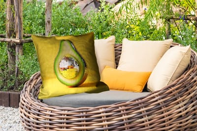 Sierkussen Buiten - Avocado - Discobal - Geel - Glitter - 60x60 cm - Weerbestendig