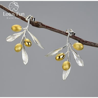 Boucles d'oreilles insolites en forme de branches de feuilles d'olivier pour femmes en argent sterling 925, bijoux de mariage tendance, nouveauté white