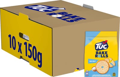 TUC Bake Rolls Crackers Salt 10 x 150g - Voor de Borrel - Zoutjes - Crackers - Snack - Lekker bij de Film - Toast - Toastjes - Zout