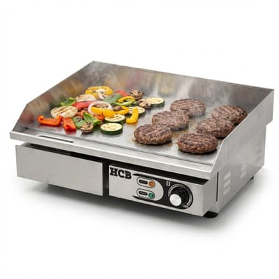 HCB® - Professionele Horeca Bakplaat - 230V - RVS / INOX - Electrisch Teppanyaki Grill apparaat - 43x55x25 cm (DxBxH) - 23 kg - 5230