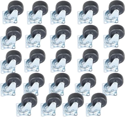 Zwenkwielen Rubber 24 Stuks - Industriële Wielen Zwenkwielen - Meubels Verplaatsen - 360 Graden Draaibaar - 2 Inch - Zwart