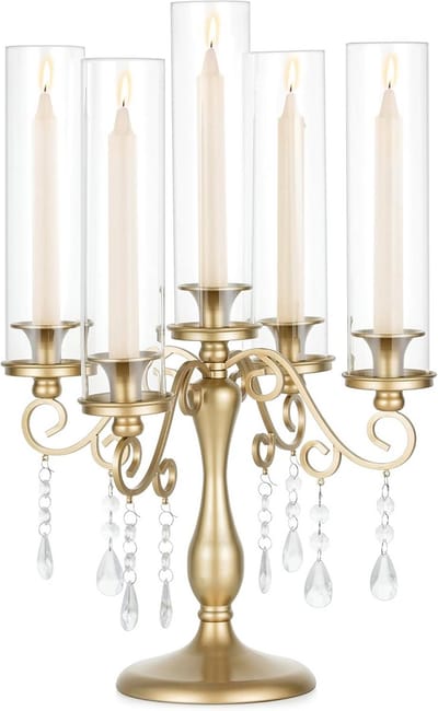 Luxe Gouden Kandelaar met 5 Armen voor Feestelijke Decoratie en Tafelaankleding