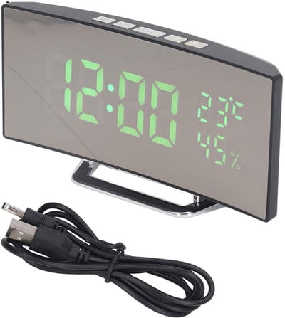 Allecto - LED digitale klok - Groot lettertype - Energiezuinig - Groen licht - Bureau wekker - Geschikt voor slaapkamer en kantoor