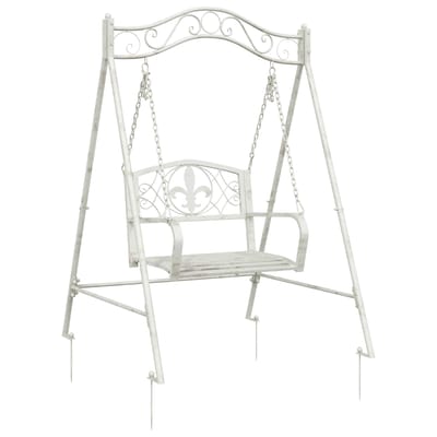 vidaXL - Schommelbank - Staal - 113 - x - 121,5 - x - 168 - cm - Antiek - wit