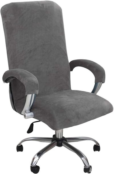 Verstelbare Stoelhoezen voor Kantoor- en Gamingstoelen, Rekbare Hoes voor Draaisteun met Armleuningen, Verwijderbare Bekleding in Lichtgrijs (XL)