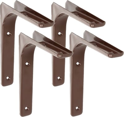 AMIG Plankdrager/planksteun van metaal - 4x - gelakt bruin - H150 x B125 mm - boekenplank steunen