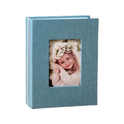 Met linnen bekleed fotoalbum — 16,5 x 13 x 5 cm — Geschikt voor foto's tot 6 inch — Biedt plaats aan 100 foto's — Opbergalbum — Multifunctioneel bewaoralbum — Ideaal voor het verzamelen van postzegels, bioscoopkaartjes, reistickets en meer