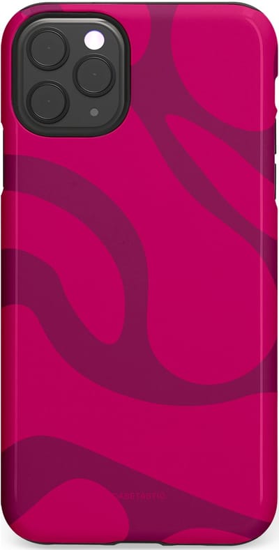 Casetastic hoesje geschikt voor Apple iPhone 11 Pro Max - Dubbellaagse bescherming - Violet Paarse Golven - Fashion Case - Roze