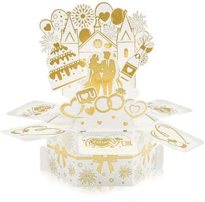 Dailygoods- Trouwkaart 3D Pop-up - Wenskaart Huwelijk - Trouwkaars - Felicitatie - Verlovingsceremonie - Premium Papier - Verlovingskaart