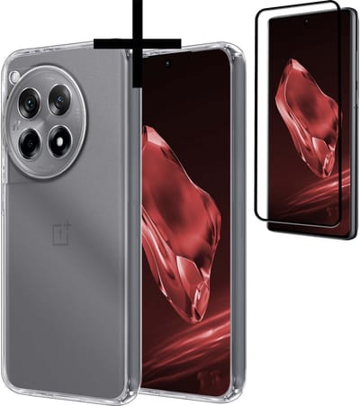 Hoesje - Met Screenprotector - Geschikt voor OnePlus 12R - Sterk & Shockproof - Back Cover - Siliconen Case - Telefoon Hoes - Transparant