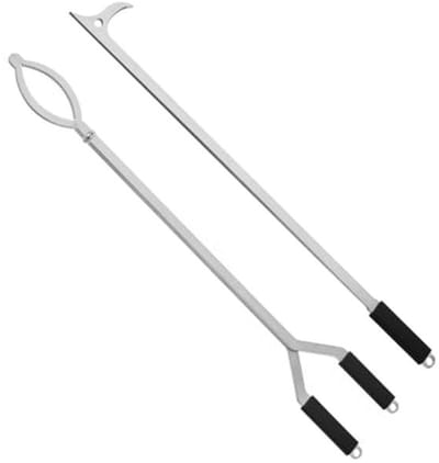 40" Rvs Fire Log Tang en Poker Set voor Vuurkorf - Ideaal voor Buiten en Binnen