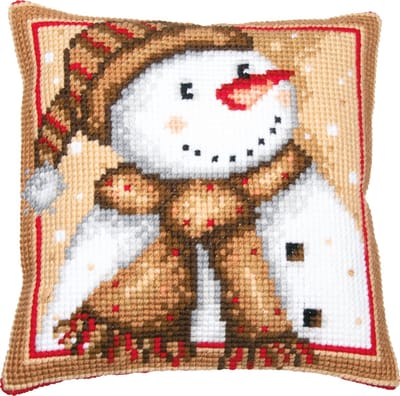 Vervaco - Kruissteekkussen kit - Kerst - Sneeuwman - PN-0202694 - Borduren - Borduurpakket - Borduurpakket volwassenen - Borduurpakket kind