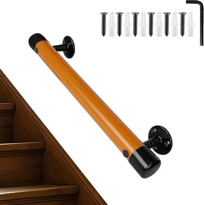 Trapleuning van beukenhout, 50 cm, binnentrapleuning, antislip met houder, draagvermogen 225 kg, veilige leuning voor senioren, trappen en barrièrevrije toegang