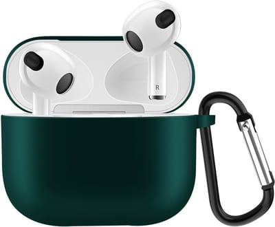 Lunso - Softcase cover hoes - Geschikt voor AirPods 3 - Donkergroen
