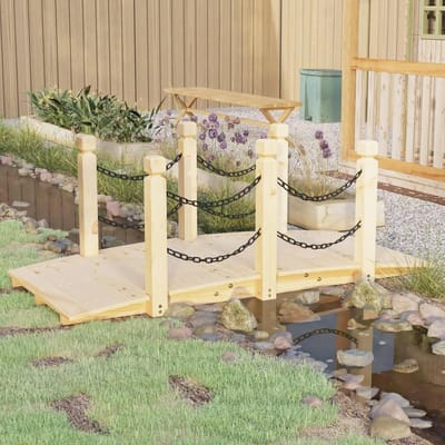Houten Tuinbrug - Decoratieve Brug - Vijver Overbruggen - Massief Hout - 150x67x56 cm - Rood