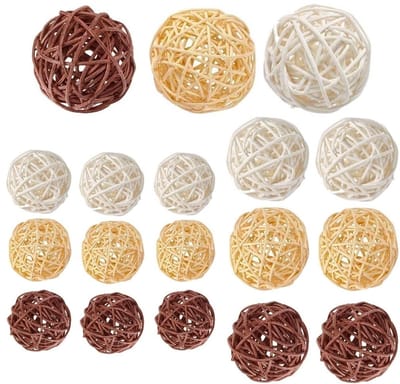 Dailygoods- Decoratieve Ballen - 18 Stuks - Handgemaakt van Rotanhout